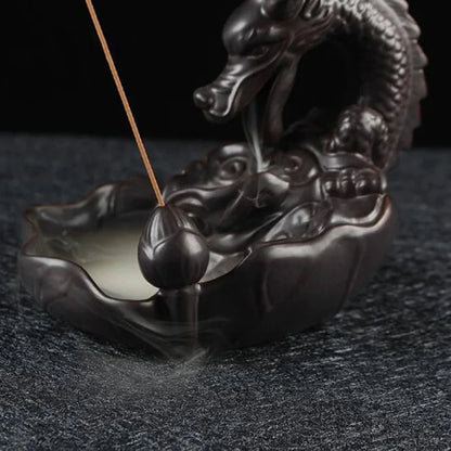 Backflow Incense Burner Incense Holder Auspicous Dragon Waterfall Aroma Furnace China Ceramic Crafts Zen Home Decor - AMULET RING STORE