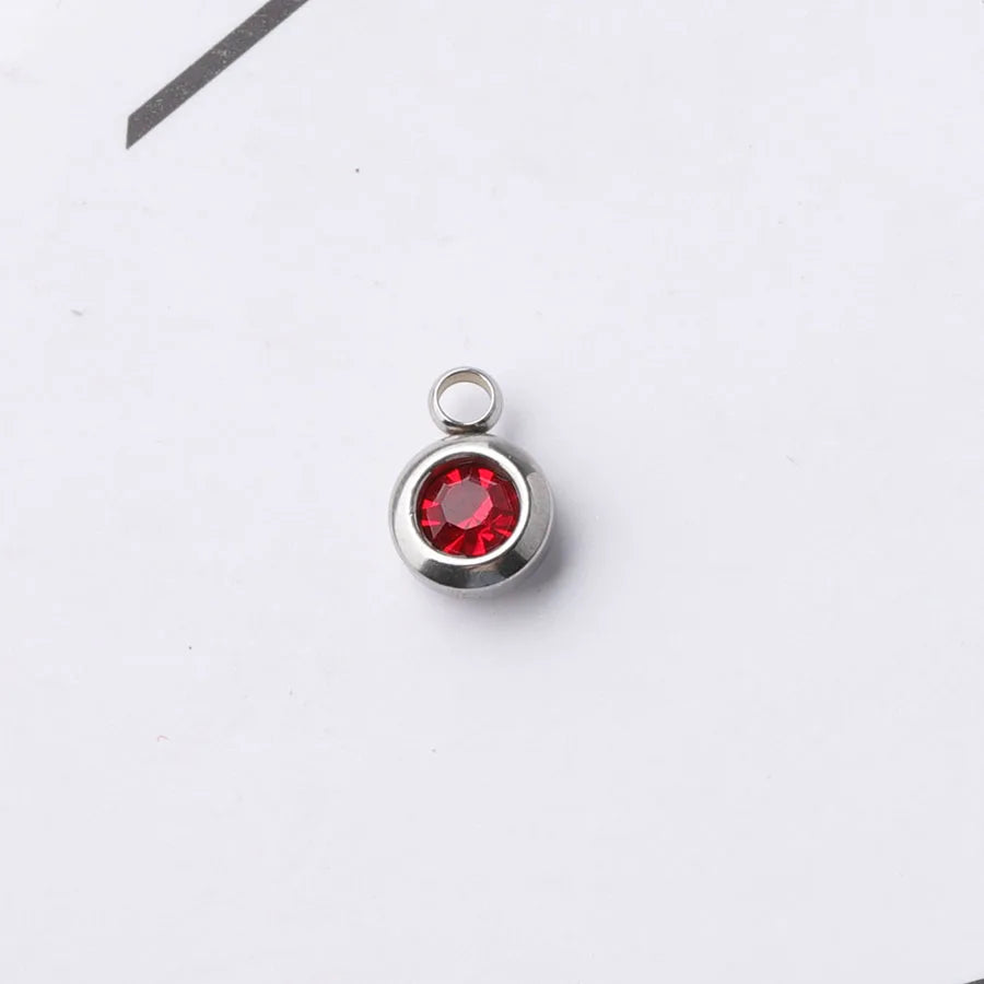 Fnixtar 60Pcs/Lot Stainless Steel Birthstone Charms 6.5mm Rhinestones Month Birthstone Charms For DIY Jewelry Making Necklace