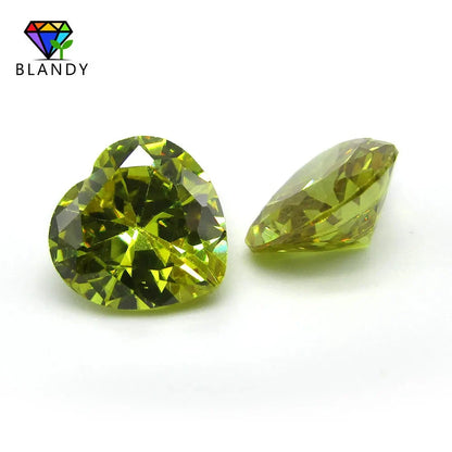 Cubic Zirconia Stone Hot Size 3x3~12x12mm Heart Cut CZ Beads Peridot Yellow Synthetic Gems For Jewelry - AMULET RING STORE