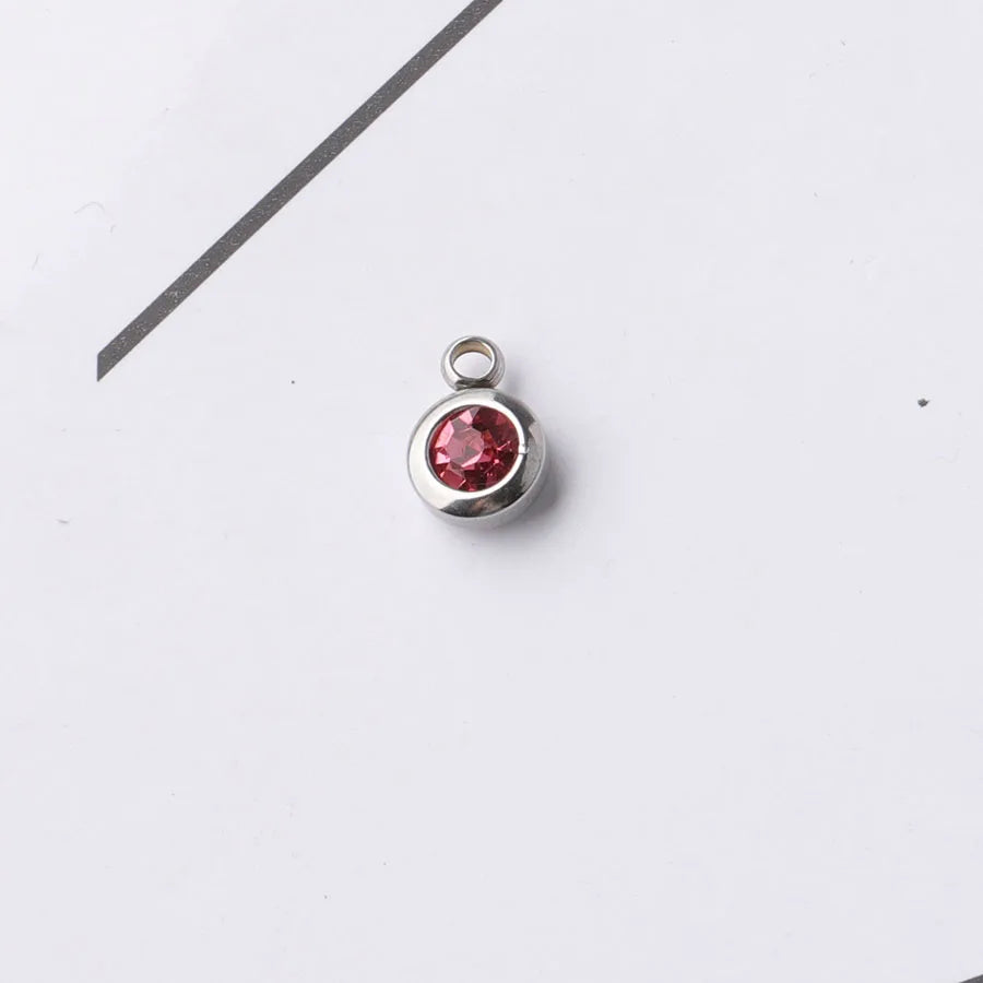 Fnixtar 60Pcs/Lot Stainless Steel Birthstone Charms 6.5mm Rhinestones Month Birthstone Charms For DIY Jewelry Making Necklace
