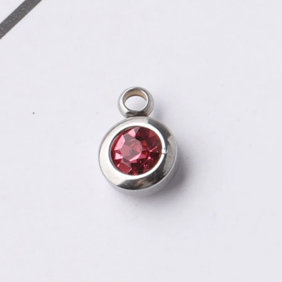 Fnixtar 60Pcs/Lot Stainless Steel Birthstone Charms 6.5mm Rhinestones Month Birthstone Charms For DIY Jewelry Making Necklace
