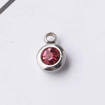 Fnixtar 60Pcs/Lot Stainless Steel Birthstone Charms 6.5mm Rhinestones Month Birthstone Charms For DIY Jewelry Making Necklace