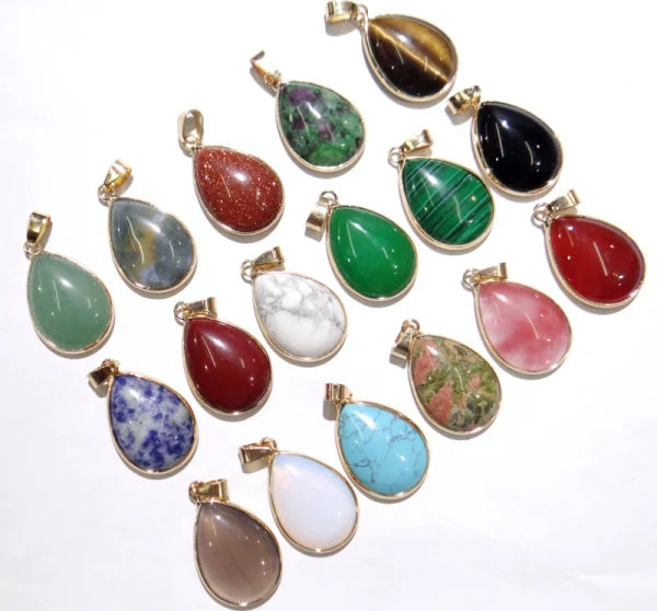 Natural Stone Water Drop Shape Pendant - DIY Jewelry Charm
