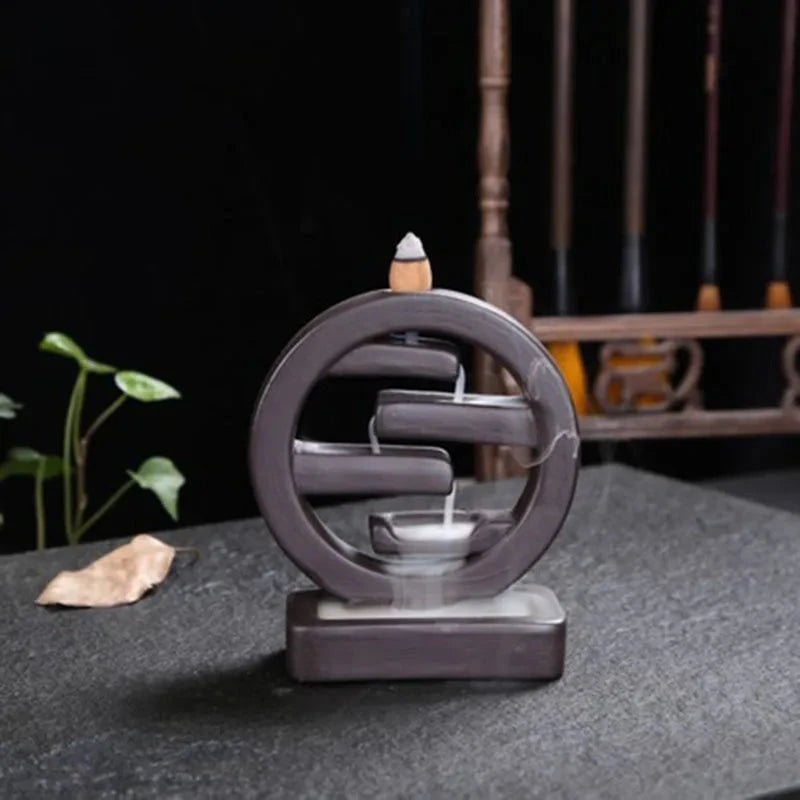 Indoor Decoration Crafts Backflow Tower Cones Censer Geometric Waterfall Aroma Burner Incense Holder Living Room Office Ornament - AMULET RING STORE