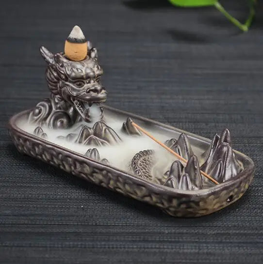 Backflow Incense Burner Incense Holder Auspicous Dragon Waterfall Aroma Furnace China Ceramic Crafts Zen Home Decor - AMULET RING STORE