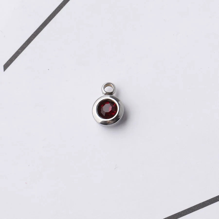 Fnixtar 60Pcs/Lot Stainless Steel Birthstone Charms 6.5mm Rhinestones Month Birthstone Charms For DIY Jewelry Making Necklace