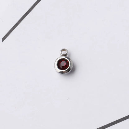 Fnixtar 60Pcs/Lot Stainless Steel Birthstone Charms 6.5mm Rhinestones Month Birthstone Charms For DIY Jewelry Making Necklace