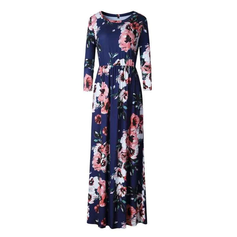 Women Summer Floral Print Maxi  2025 Loose White Boho Beach Dress Women Vintage Evening Party Long Dress Vestidos Female Robe
