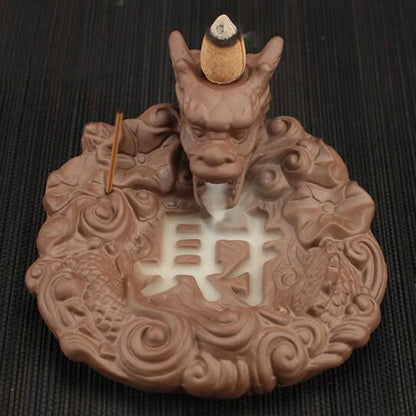 Backflow Incense Burner Incense Holder Auspicous Dragon Waterfall Aroma Furnace China Ceramic Crafts Zen Home Decor - AMULET RING STORE