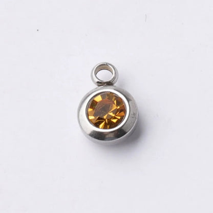 Fnixtar 60Pcs/Lot Stainless Steel Birthstone Charms 6.5mm Rhinestones Month Birthstone Charms For DIY Jewelry Making Necklace