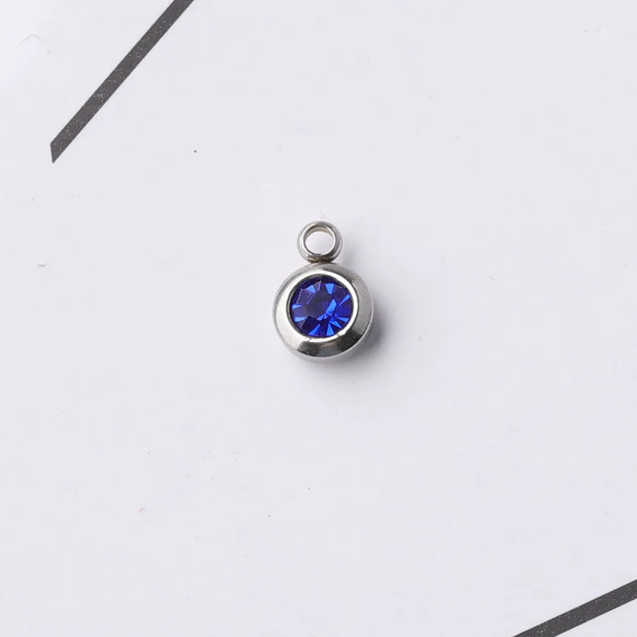 Fnixtar 60Pcs/Lot Stainless Steel Birthstone Charms 6.5mm Rhinestones Month Birthstone Charms For DIY Jewelry Making Necklace