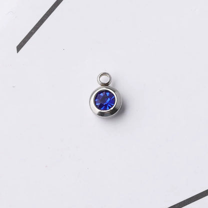 Fnixtar 60Pcs/Lot Stainless Steel Birthstone Charms 6.5mm Rhinestones Month Birthstone Charms For DIY Jewelry Making Necklace