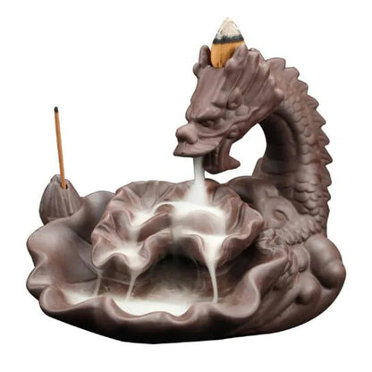 Backflow Incense Burner Incense Holder Auspicous Dragon Waterfall Aroma Furnace China Ceramic Crafts Zen Home Decor - AMULET RING STORE