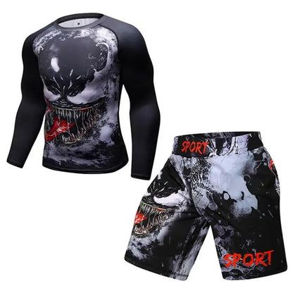 Boxing Set Compression Jersey+Pants Venom Rashguard KickBoxing Tight Sport T-Shirt Trousers Muay Thai MMA men gym suit Fightwear - AMULET RING STORE