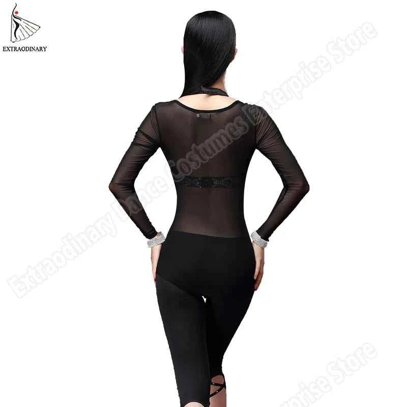 Plus Size 1 Piece Belly Dancing Dancewear Long Sleeves Bellydance Accessories Women Bodysuit Bottoming Shirt Belly Dance Tops