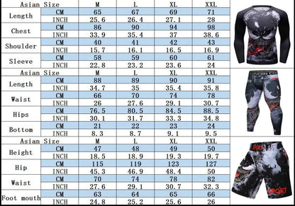 Boxing Set Compression Jersey+Pants Venom Rashguard KickBoxing Tight Sport T-Shirt Trousers Muay Thai MMA men gym suit Fightwear - AMULET RING STORE