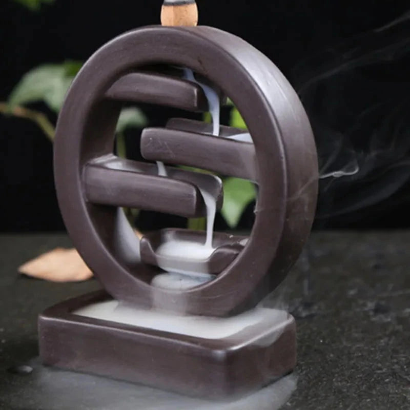 Indoor Decoration Crafts Backflow Tower Cones Censer Geometric Waterfall Aroma Burner Incense Holder Living Room Office Ornament - AMULET RING STORE