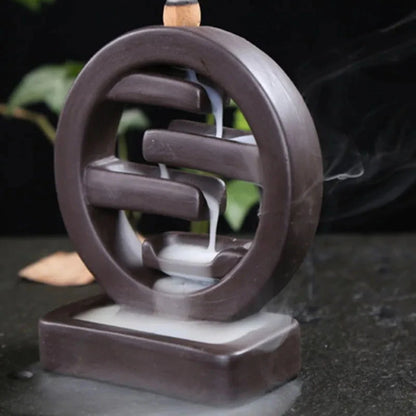 Indoor Decoration Crafts Backflow Tower Cones Censer Geometric Waterfall Aroma Burner Incense Holder Living Room Office Ornament - AMULET RING STORE