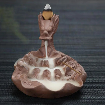 Backflow Incense Burner Incense Holder Auspicous Dragon Waterfall Aroma Furnace China Ceramic Crafts Zen Home Decor - AMULET RING STORE