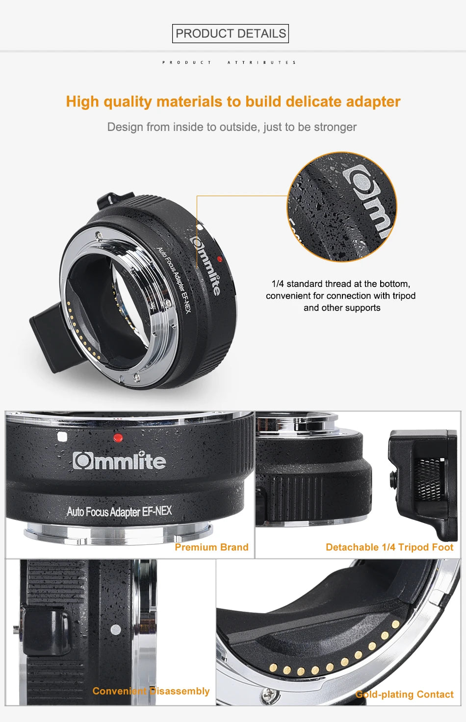 Commlite CM-EF-NEX Auto-Focus Lens Mount Adapter for Canon EF Lens to use for Sony NEX Mount Cameras - AMULET RING STORE