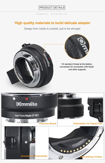 Commlite CM-EF-NEX Auto-Focus Lens Mount Adapter for Canon EF Lens to use for Sony NEX Mount Cameras - AMULET RING STORE