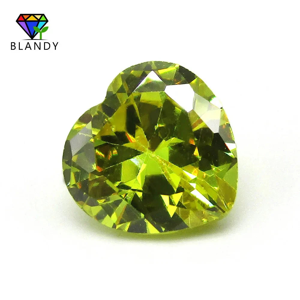 Cubic Zirconia Stone Hot Size 3x3~12x12mm Heart Cut CZ Beads Peridot Yellow Synthetic Gems For Jewelry - AMULET RING STORE