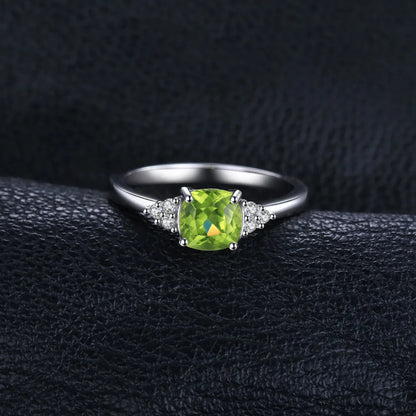 JewelryPalace 1.1ct Genuine Natural Peridot 925 Sterling Silver Solitaire Ring for Woman Fashion Gemstone Jewelry Wedding Gift
