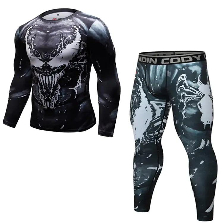 Boxing Set Compression Jersey+Pants Venom Rashguard KickBoxing Tight Sport T-Shirt Trousers Muay Thai MMA men gym suit Fightwear - AMULET RING STORE