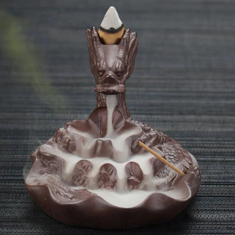 Backflow Incense Burner Incense Holder Auspicous Dragon Waterfall Aroma Furnace China Ceramic Crafts Zen Home Decor - AMULET RING STORE