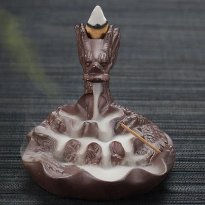 Backflow Incense Burner Incense Holder Auspicous Dragon Waterfall Aroma Furnace China Ceramic Crafts Zen Home Decor - AMULET RING STORE