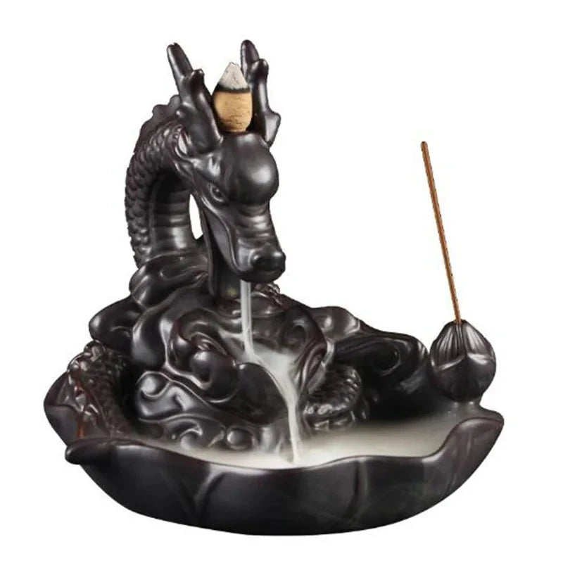 Backflow Incense Burner Incense Holder Auspicous Dragon Waterfall Aroma Furnace China Ceramic Crafts Zen Home Decor - AMULET RING STORE