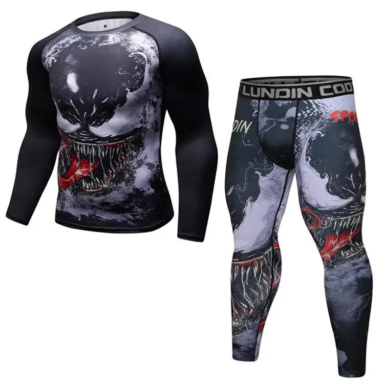 Boxing Set Compression Jersey+Pants Venom Rashguard KickBoxing Tight Sport T-Shirt Trousers Muay Thai MMA men gym suit Fightwear - AMULET RING STORE
