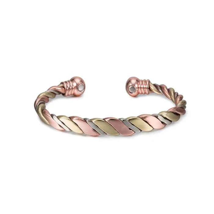 Vinterly Twisted Copper Bracelets for Women Rose Gold-color Health Energy Magnetic Copper Adjustable Cuff Bracelets & Bangles