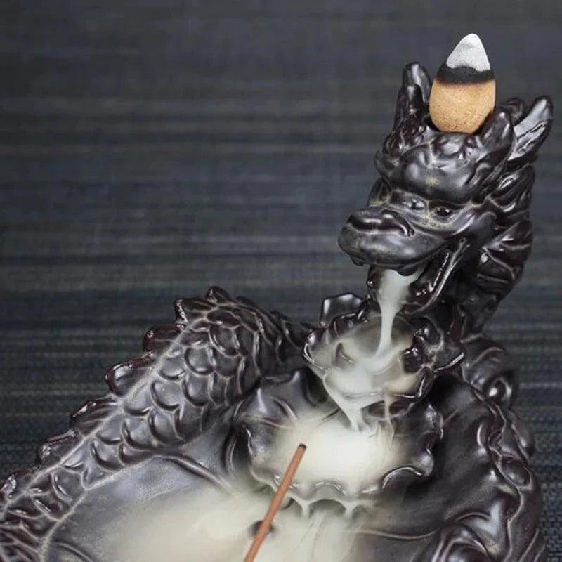 Backflow Incense Burner Incense Holder Auspicous Dragon Waterfall Aroma Furnace China Ceramic Crafts Zen Home Decor - AMULET RING STORE