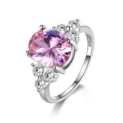 S925 Silver Rings for Woman AAA Oval Olive Green Zircon Ring Multi-color Gemstone Fashion Luxury Jewelry Wedding Engagement Gift