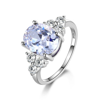 S925 Silver Rings for Woman AAA Oval Olive Green Zircon Ring Multi-color Gemstone Fashion Luxury Jewelry Wedding Engagement Gift