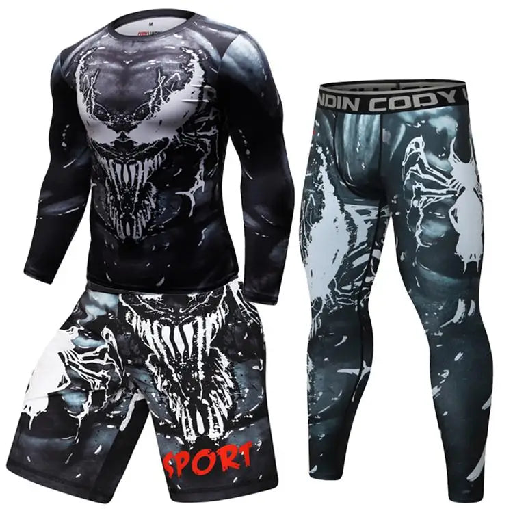 Boxing Set Compression Jersey+Pants Venom Rashguard KickBoxing Tight Sport T-Shirt Trousers Muay Thai MMA men gym suit Fightwear - AMULET RING STORE