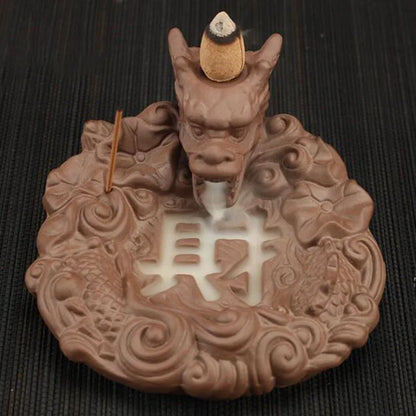 Backflow Incense Burner Incense Holder Auspicous Dragon Waterfall Aroma Furnace China Ceramic Crafts Zen Home Decor - AMULET RING STORE