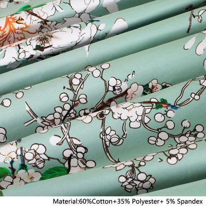 Nice-forever Vintage Elegant Floral Print Pleated Round neck vestidos A-Line Pinup Business Party Women Flare Swing Dress A102