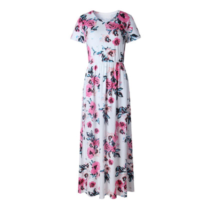 Women Summer Floral Print Maxi  2025 Loose White Boho Beach Dress Women Vintage Evening Party Long Dress Vestidos Female Robe