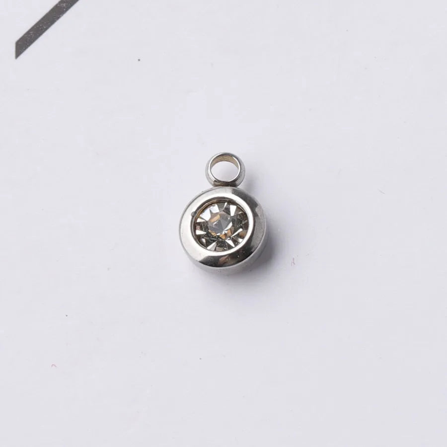 Fnixtar 60Pcs/Lot Stainless Steel Birthstone Charms 6.5mm Rhinestones Month Birthstone Charms For DIY Jewelry Making Necklace