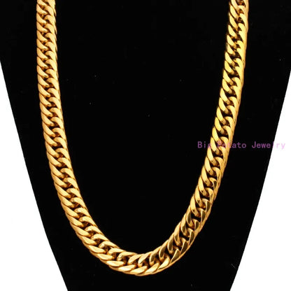 Heavy 16/20mm Gold Color Cuban Curb Link Chain Stainless Steel Necklace Mens Gift Custom Size 7-40inch - AMULET RING STORE