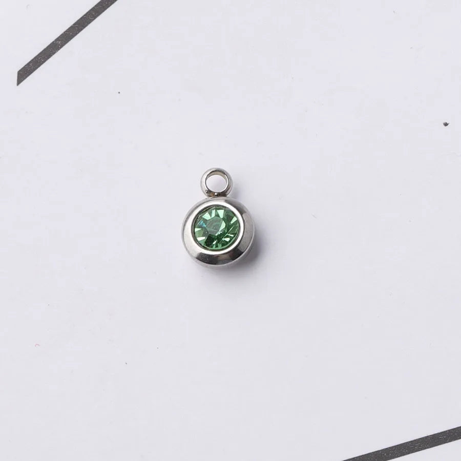 Fnixtar 60Pcs/Lot Stainless Steel Birthstone Charms 6.5mm Rhinestones Month Birthstone Charms For DIY Jewelry Making Necklace