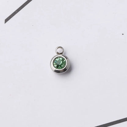 Fnixtar 60Pcs/Lot Stainless Steel Birthstone Charms 6.5mm Rhinestones Month Birthstone Charms For DIY Jewelry Making Necklace