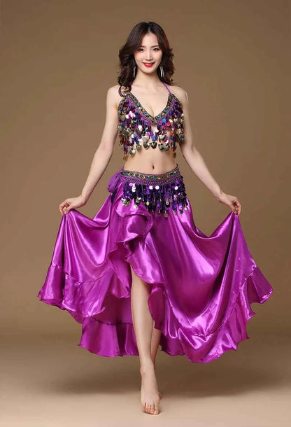 New Adult Lady Women Belly Dance Costume Oriental Bellydance Skirt Stage Performance 3pcs set Bra Belt Skirt Bellydancing Wear