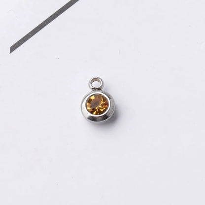 Fnixtar 60Pcs/Lot Stainless Steel Birthstone Charms 6.5mm Rhinestones Month Birthstone Charms For DIY Jewelry Making Necklace