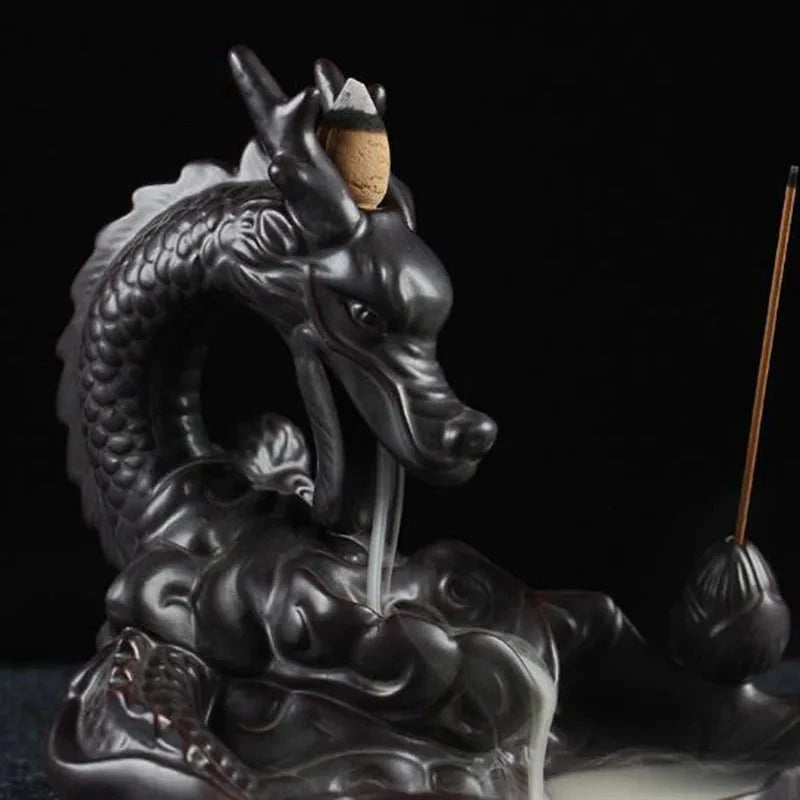 Backflow Incense Burner Incense Holder Auspicous Dragon Waterfall Aroma Furnace China Ceramic Crafts Zen Home Decor - AMULET RING STORE