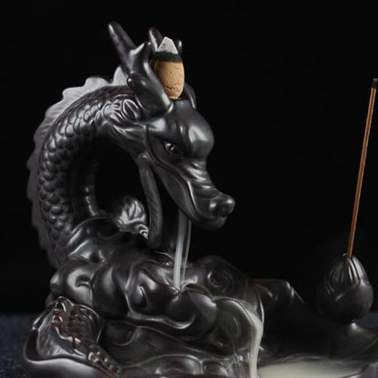 Backflow Incense Burner Incense Holder Auspicous Dragon Waterfall Aroma Furnace China Ceramic Crafts Zen Home Decor - AMULET RING STORE