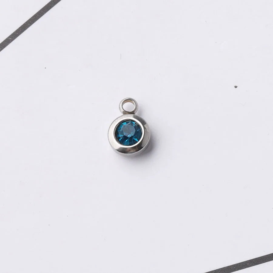 Fnixtar 60Pcs/Lot Stainless Steel Birthstone Charms 6.5mm Rhinestones Month Birthstone Charms For DIY Jewelry Making Necklace