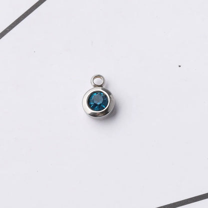 Fnixtar 60Pcs/Lot Stainless Steel Birthstone Charms 6.5mm Rhinestones Month Birthstone Charms For DIY Jewelry Making Necklace